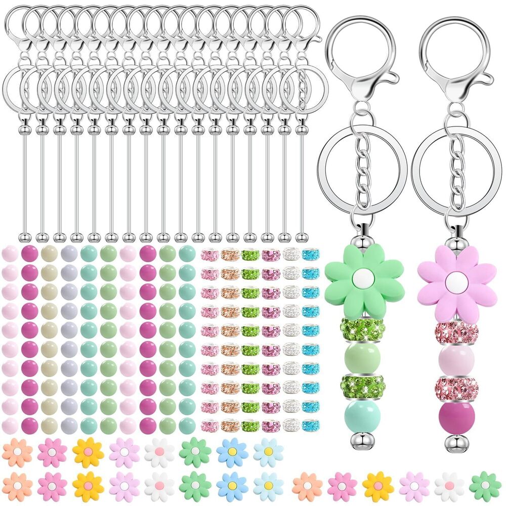9962 204 Pcs Beadable Keychain Making Kit, Including 24 Pcs Beadable
